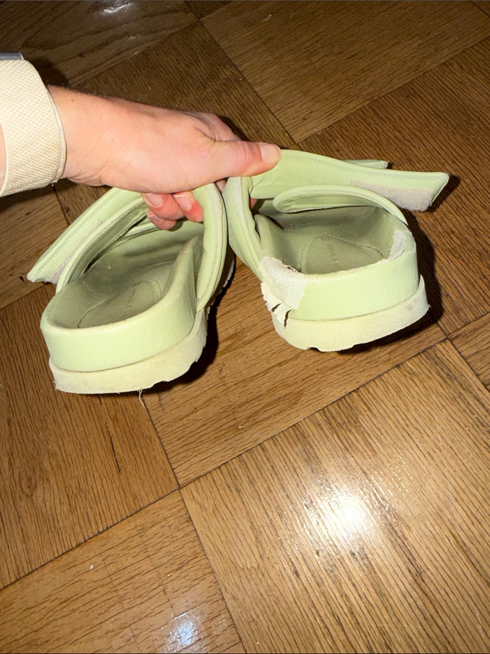 GIA x Pernille Teisbaek Slide Sandals Green Leather Size 36 EU - Picture 6 of 7